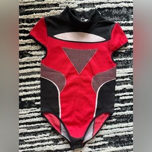 Zara Red and Black Geometric Bodysuit
